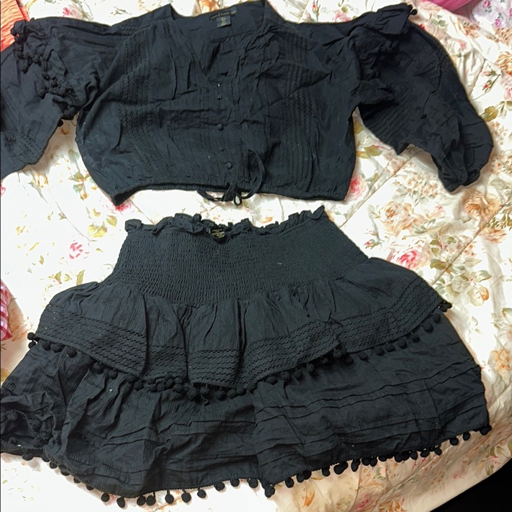 House of Harlow 1960 Black Mini Skirt Set